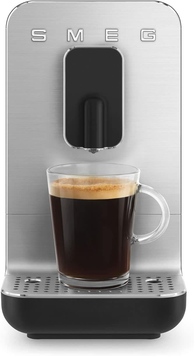 Smeg NEW BCC11BLMUS Fully Automatic Espresso Machine,3 preset buttons for Espresso Cappuccino and Coffee Adjustable Grinder for Whole Beans (Matte Black)