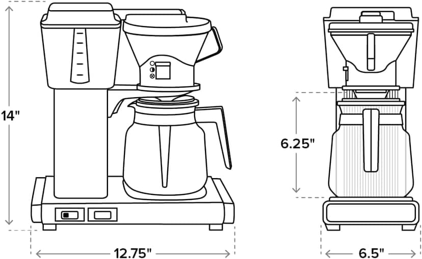 Technivorm 59691 KB Coffee Brewer, 40 oz, Brushed silver , 6.5"D x 12.75"W x 14"H