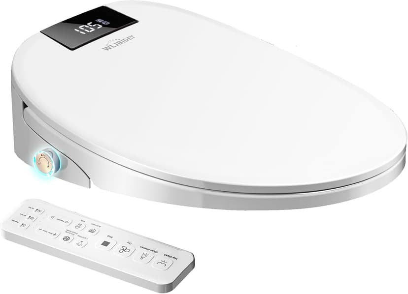 Upgrade Smart Bidet Toilet Seat Elongated, Electronic Heated Bidet with Adjustable Warm Air Dryer, Unlimited Warm Water, Night Light, Slow Closed Toilet Seat & Lid, Remote Control