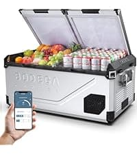 BODEGACOOLER 12 Volt Car Refrigerator, 79QT(75L) IPX4 Waterproof Electric Cooler, RV Car Fridge Dual Zone APP Control with 12/24V DC 110-240V AC, -4℉~68℉, Portable Freezer for Truck RV Camping, Travel