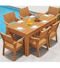 ZHUSI Patio Table and Chairs Set, Outdoor Table and Chairs,HDPE Outdoor Dining Set with Umbrella Hole for Backyard, Poolside