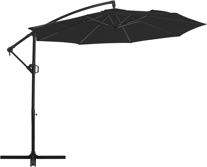 wikiwiki 10ft Patio Umbrellas Offset Outdoor Umbrella Cantilever Hanging Umbrellas w/Infinite Tilt, Fade Resistant Waterproof RECYCLED FABRIC Canopy & Cross Base, for Yard, Garden & Deck, Carbon
