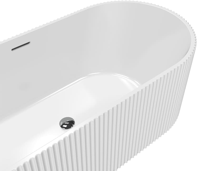 67" Free Standing Tub, Standalone Soaking Pleated Bathtub, Easy Install Freestanding Bathtub, Modern Design for Bathrooms, White