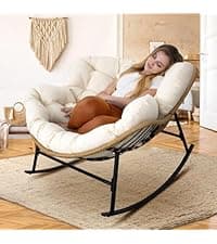NICESOUL Wicker Egg Chair with Ottoman, Indoor Outdoor Egg Basket Lounge Chair w/Cushion, Oversized Egg Seat with Legs 440 Lbs, Comfy Cozy Boho Style Nest Chair w/Footrest for Patio, Balcony, Beige