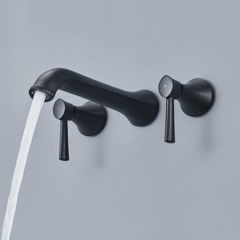 Tub Faucet Wall Mount Roman Tub Filler Black Brass Bathtub Faucets with 2 Handles