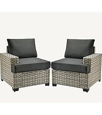 HOOOWOOO Outdoor Sectional Patio Furniture Set,9 Pieces Wicker Conversation Sets L Shaped Couch,Extra Deep Out Door Sofa Outside Furniture with Rocking Chairs,Beige
