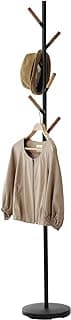 Yamazaki Home Plain Freestanding Coat Hanger Rack With Wooden Hooks, Space Saving, 70" - Steel