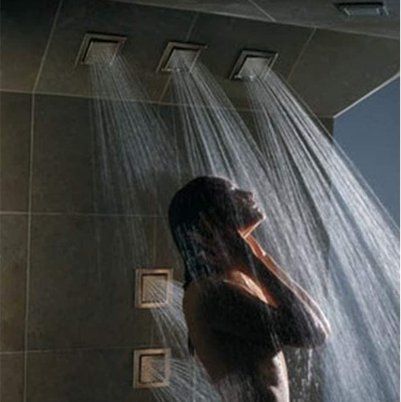 HOMEDEC Luxury Full Body Shower Jets System, 15x28inch Rain Shower Faucet Set Combo with 4pcs Adjustable Large Body Jet with Handheld Spray (Matte Black, 3 Functions Shower Head)