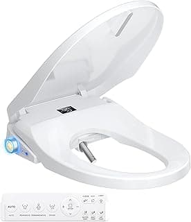 Bidet Toilet Seat, Electric Heated Toilet Seat Elongated with Instant Warm Water & Dryer, Rear and Feminine Washing, Self-Clean Nozzle, Slow Close Lid, Wireless Remote,Night Light