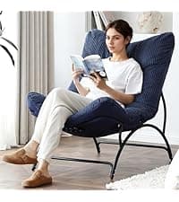 Welnow Lazy Chair with Ottoman, Modern Lounge Accent Chair with Armrests and a Side Pocket, Leisure Sofa Armchair, Reading Armchair with Footrest for Small Space, Plush Grey