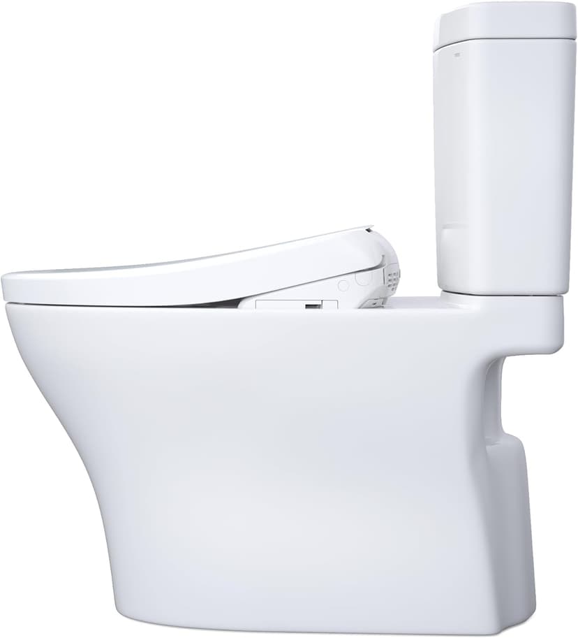 TOTO WASHLET+ Aquia IV Two-Piece Elongated Dual Flush 1.28 and 0.9 GPF Toilet and with Auto Flush S7A Contemporary Bidet Seat, Cotton White - MW4464736CEMGNA#01