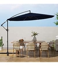 wikiwiki 10ft Patio Umbrellas Offset Outdoor Cantilever Hanging Umbrella w/Infinite Tilt, Fade Resistant Waterproof Recycled Fabric Canopy for Yard, Garden & Deck, Beige