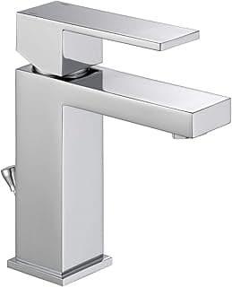 Delta Faucet Modern Single Hole Bathroom Faucet, Chrome Single Handle Bathroom Faucet, Bathroom Sink Faucet, 1.2 GPM, Push Pop-Up Drain Assembly, Chrome 567LF-PP