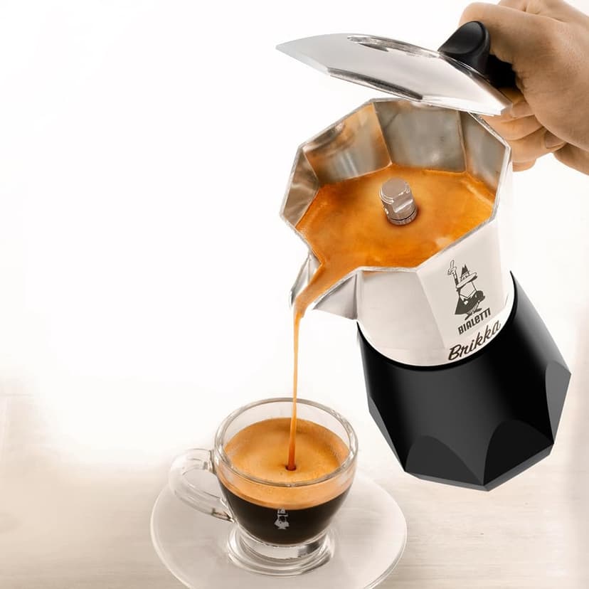 Bialetti Brikka Moka Pot - Crema-Rich Stovetop Espresso Maker, Italian Coffee Maker, 2 Espresso Shots (3.4 oz - 100 ml), Black