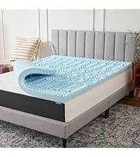 LUCID 4 Inch Gel Memory Foam Mattress Topper-Ventilated Design-Ultra Plush-Queen