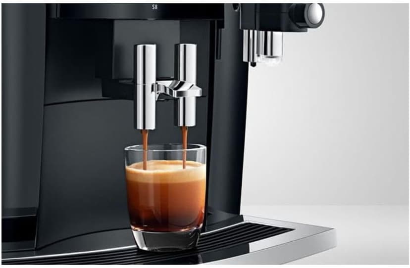 Jura S8 Automatic Coffee and Espresso Machine with 4.3-Inch Touchscreen Color Display, Automatic Filter Detection, and Programmable Coffee Strength (Piano Black, Renewed)
