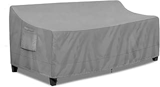 PureFit Outdoor Couch Cover Waterproof Patio Sofa Furniture Covers, 3-Seater Outdoor Cover with Air Vent and Handles, 85W x 35D x 35H Inches, Gray