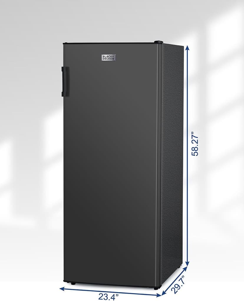 BLACK+DECKER 10 Cu. Ft. Upright Freezer, Stand Up Freezer with Mechanical Temperature Control, Freezer Upright with 3 Shelves and 4 Door Bins, Manual Defrost, R600a Refrigerant, BUF1000LB, Black