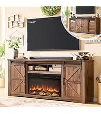 Farmhouse TV Stand for 75+ Inch TV, 32" Tall Entertainment Center w/4 Drawers & Sliding Barn Door, Rustic Media Console w/Storage Shelves, 66" Wood Television Stand for Living Room, Off White