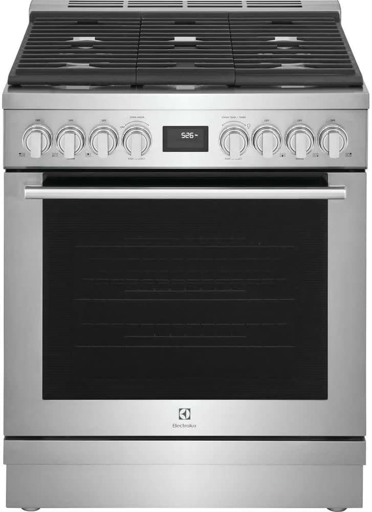 Electrolux ECFD3068A 30 Inch Wide 4.6 Cu. Ft. Free Standing Dual Fuel Range with Dual Brass Power Burners - Stainless Steel
