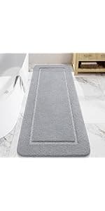 LOCHAS Luxury Bathroom Rug Shaggy Bath Mat 24 x 60 Inch, Washable Non Slip Bath Rugs for Bathroom Shower, Soft Plush Chenille Absorbent Carpets Mats, Gray