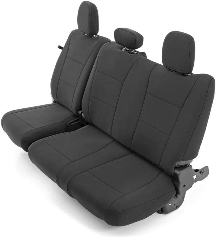 Rough Country Neoprene Seat Covers for Ford F-150 (2015-25), Lightning (2022-24), SuperDuty (2017-25) Crew Cab w/No Rear Arm Rest - Waterproof & UV Resistant, Foam Padded, Front & Rear Set