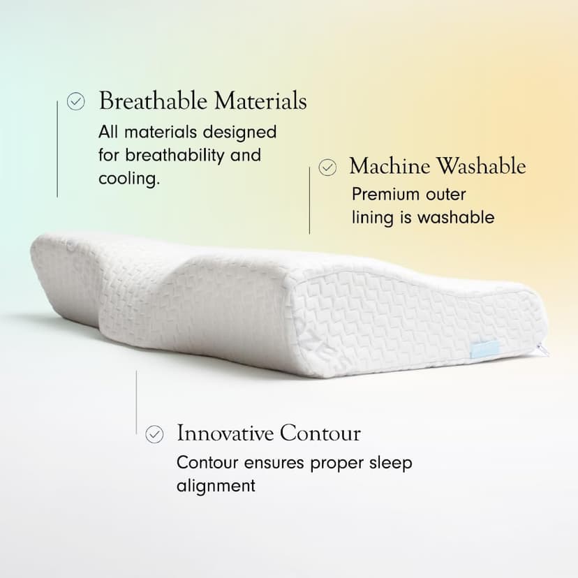 Dosaze Contoured Orthopedic Pillow, Queen Size Bed Pillow for Neck Pain Relief - Medium Firm, Bed Pillow for Back, Stomach and Side Sleepers, CertiPUR-US/Oeko-Tex