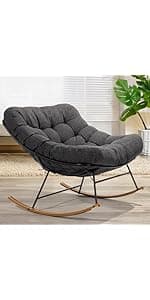 Bme 40" Ergonomic Wicker Papasan Chair with Soft Thick Density Fabric Cushion, High Capacity Steel Frame, 360 Degree Swivel for Living, Bedroom, Reading Room, Lounge, Sepia Sand - Brown Base