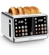 Keenstone Toaster 2 Slice, Retro Wide Slot Stainless Steel Toaster with 6 Browning Levels, Reheat & Defrost, for Bagel, Toast, Bread, Kitchen Essentials, Removable Crumb Tray, White