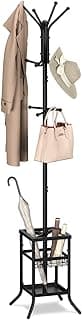 Yoobure Coat Rack Freestanding - Coat Tree with Umbrella Holder, Metal Coat Rack Stand with 12 Hooks, Modern Coat Hanger Stand for Entryway, Purse Rack Hat Rack Stand for Living Room Bedroom Office