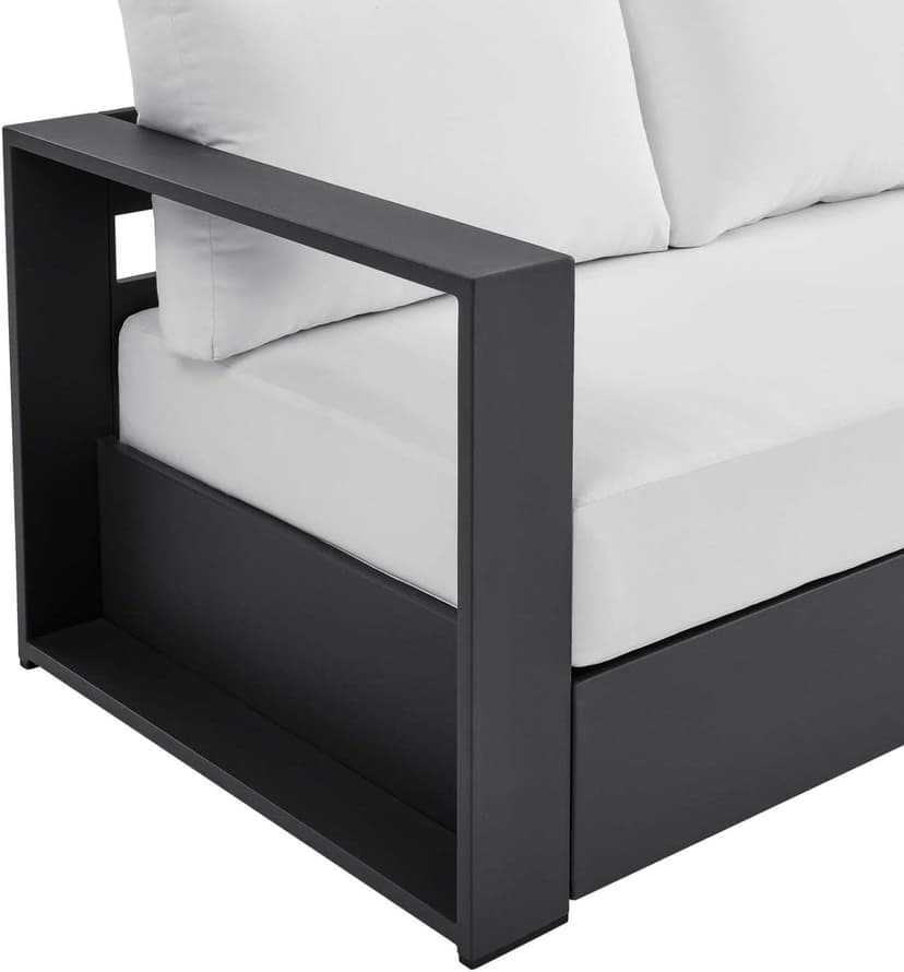 Modway Tahoe Aluminum Outdoor Patio Sofa in Gray White