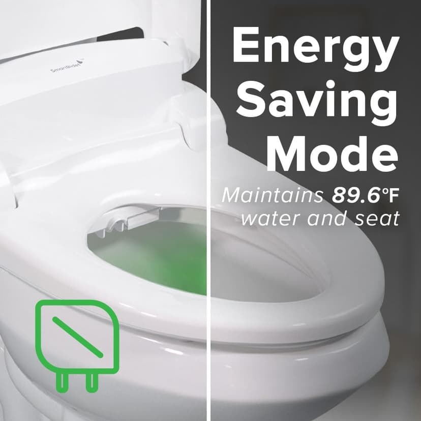 SmartBidet SB-2000WE Electric Bidet Toilet Seat with Heated Seating, Warm Air Dryer, Temperature Control Wash, and Control Panel, Elongated Seating