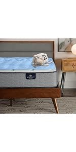 Serta ThermaGel Cooling, Pressure-Relieving Memory Foam Mattress Topper, 3 Inch, King,Blue