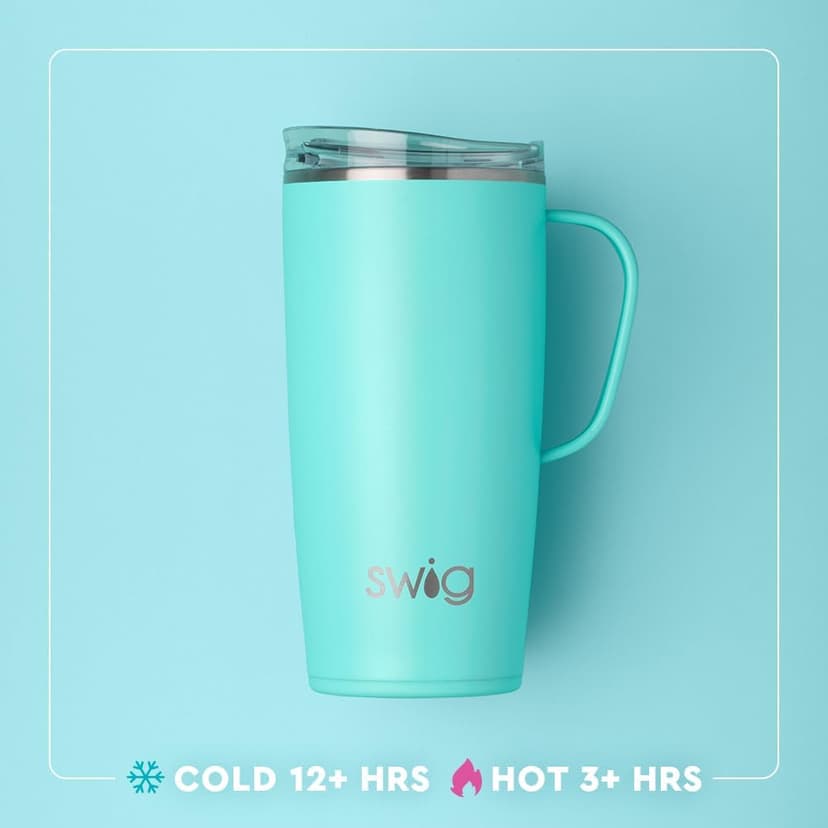 Swig Life 22oz Travel Mug, Insulated Tumbler with Handle and Lid, Travel Coffee Mug, Cup Holder Friendly, Stainless Steel 22 oz Tumbler, Reusable Insulated with Lid (South Carolina)