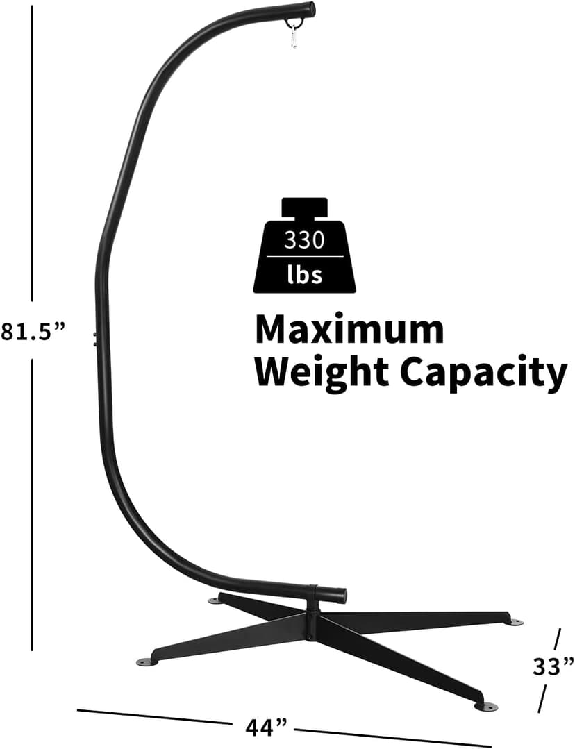 Giantex Hammock Chair Stand Only, Heavy Duty Steel C-Stand for Hanging Chair, 360° Rotation Egg Chair Stand W/Carabiner, 2" Diameter Steel Pipe, 81.5" H Stand for Swing Chair Outdoor Indoor
