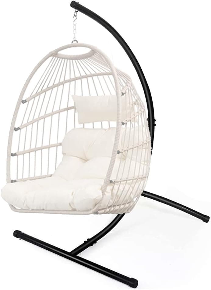 GOUTIME Hammock Chair Stand Only, Hanging Swing Egg Chair Stands Frame Holder, Heavy Duty Steel C Stand for Indoor Outdoor, Max Load 350 LBS