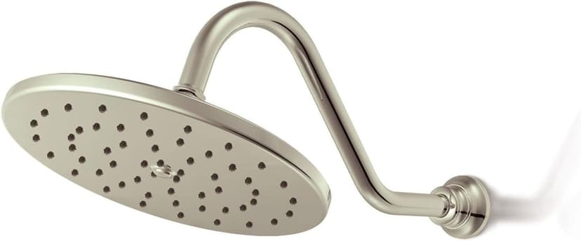 Moen Waterhill Brushed Nickel 10-Inch Wide Single Function Rain Showerhead with Immersion Rainshower Technology, S112BN