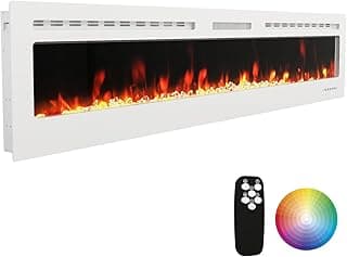 80" Electric Fireplace Wall Mounted & Recessed with Remote, 750w/1500w Ultra-Thin Wall Fireplace Inserts, Electric Fire Place W/8H Timer, Adjustable Flame Colors and Brightness Silent