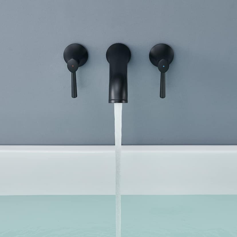 Tub Faucet Wall Mount Roman Tub Filler Black Brass Bathtub Faucets with 2 Handles
