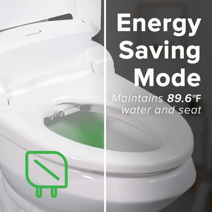 SmartBidet SB-1000WE Electric Bidet Toilet Seat with Heated Seating, Warm Air Dryer, Temperature Control Wash, and Remote Control, Elongated Seating