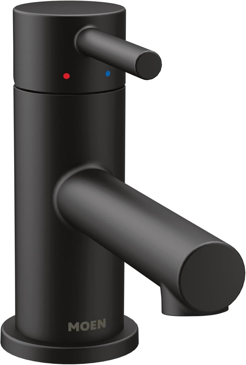 Moen Align Matte Black One-Handle Single Hole Low Profile Modern Bathroom Faucet with Drain Assembly, 6191BL