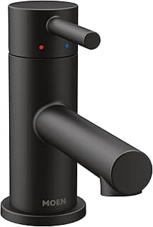 Moen Align Matte Black One-Handle Single Hole Low Profile Modern Bathroom Faucet with Drain Assembly, 6191BL
