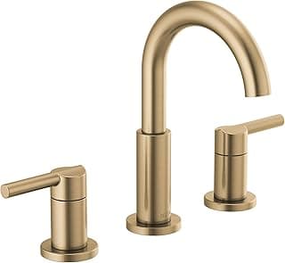 Delta Faucet Nicoli Widespread Bathroom Faucet 3 Hole, Gold Bathroom Sink Faucet, 2 Handle Bathroom Faucet, Bath Faucet, Drain Assembly, Champagne Bronze 35749LF-CZ