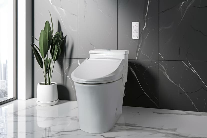 SmartBidet SB-1000WE Electric Bidet Toilet Seat with Heated Seating, Warm Air Dryer, Temperature Control Wash, and Remote Control, Elongated Seating