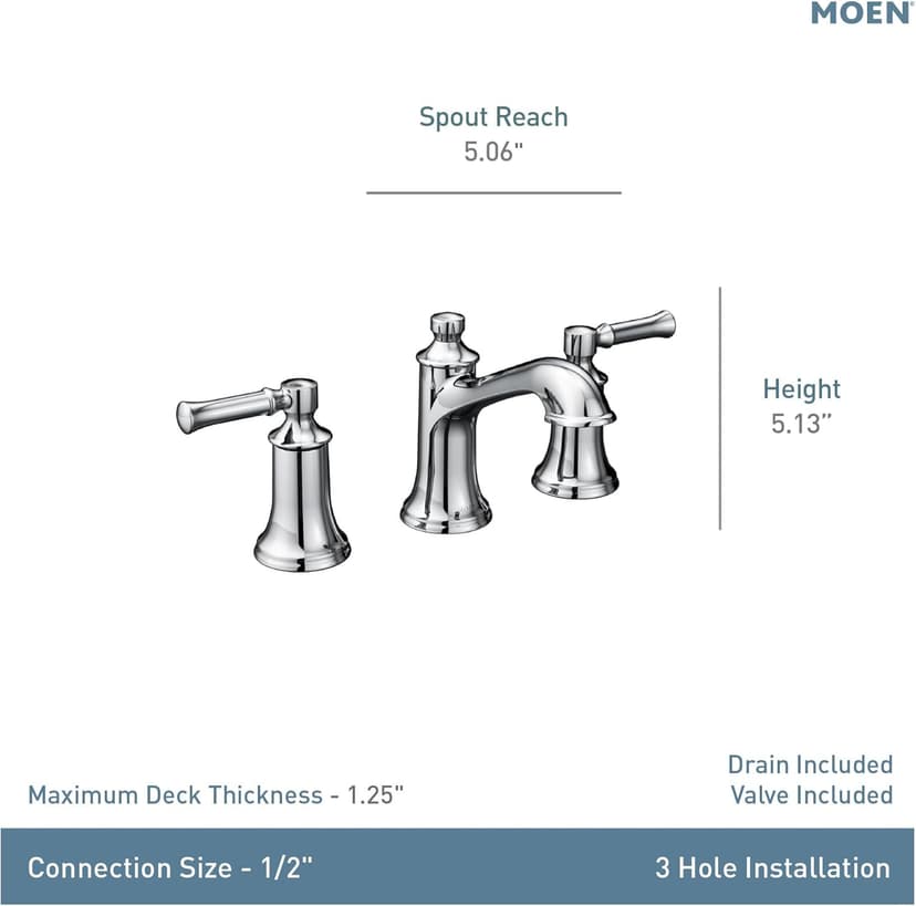 Moen Dartmoor Brushed Nickel Two-Handle High Arc Widespread Bathroom Sink Faucet for 3-Hole Setups with Valve Included, TV6805BN