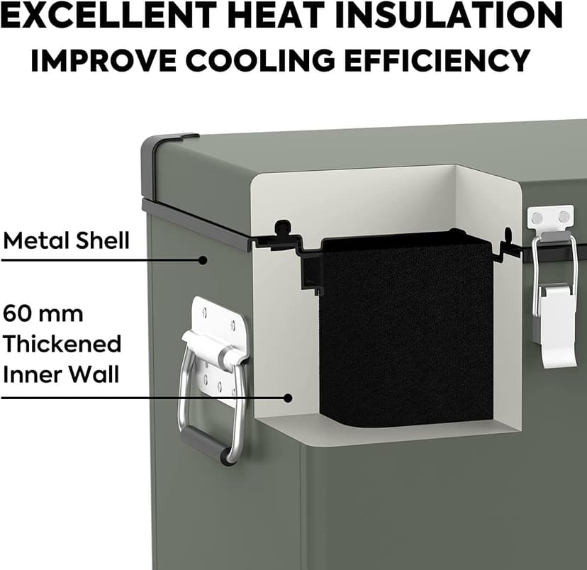 ICECO VL45 Portable Refrigerator with Battery, 47Qt/45L 12 Volt Refrigerator with SECOP, 0°-50°F 12v Fridge Freezer, 12/24VDC 110-240VAC, Electric Cooler for Car, RV, Camping| With 250Wh Battery