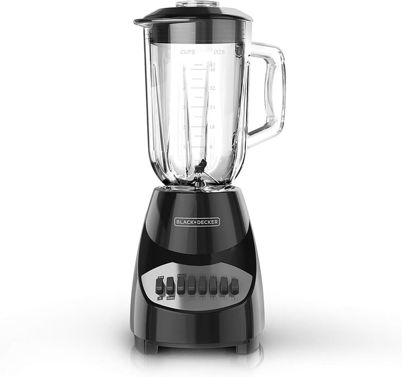 BLACK+DECKER 10-Speed Countertop Blender, Pulse Button, 6-Cup Glass Jar, Dishwasher-Safe, Stainless Steel Blade, Suction Feet