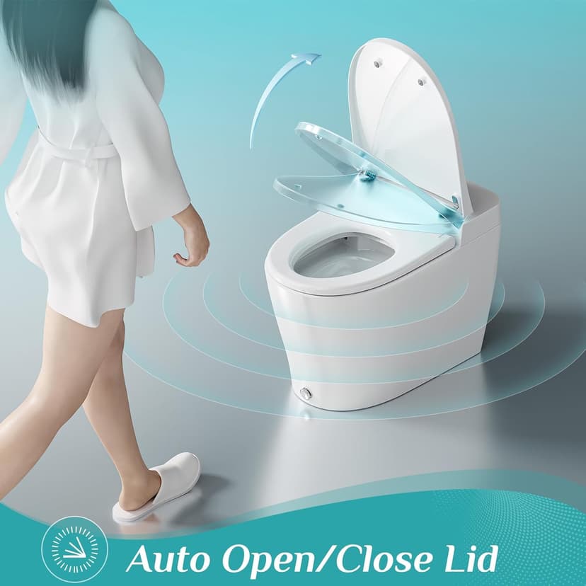 HOROW Luxury Smart Toilet, Upgraded Bidet Toilet with Pump for Low Water Pressure, Auto Open/close Lid, Instant Warm Water Bidet, Heated Seat, Automatic Flush, Elongated Toilet with Tank