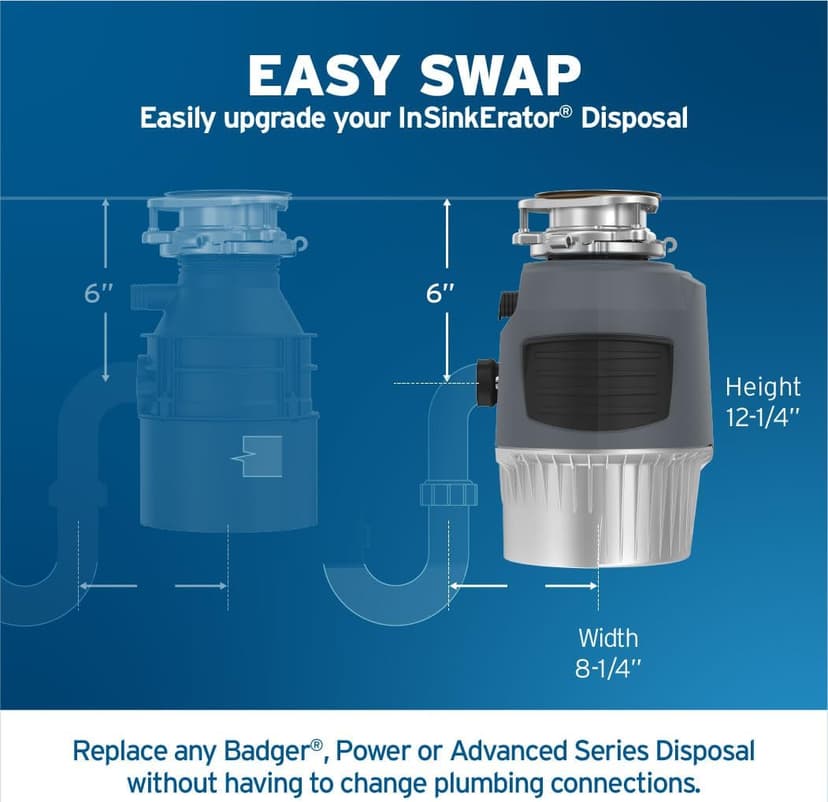 InSinkErator EVOLUTION 1HP 1 HP, Advanced Series Continuous Feed Food Waste Garbage Disposal, Gray