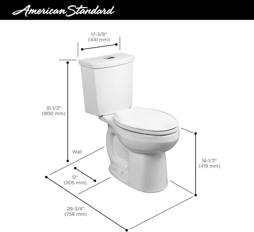 American Standard 2886218.020 H2Option Two-Piece Toilet, Elongated Front, Chair Height, Dual Flush, White, 0.92 - 1.28 gpf